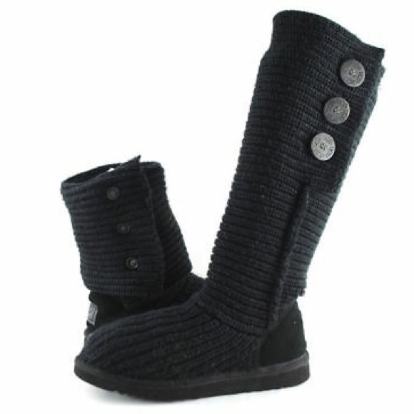 UGG 5819 Classic Cardy Knit Boots Size 5 Black UGG 5819 Classic Cardy Knit Boots Size 5 Black